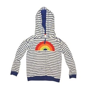Hanna Andersson Blue Striped Hoodie with Rainbow